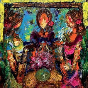 Shazly Khan, Exotic, 24 x 24 Inch, Acrylic on Canvas, Figurative Paintings, AC-SZK-138